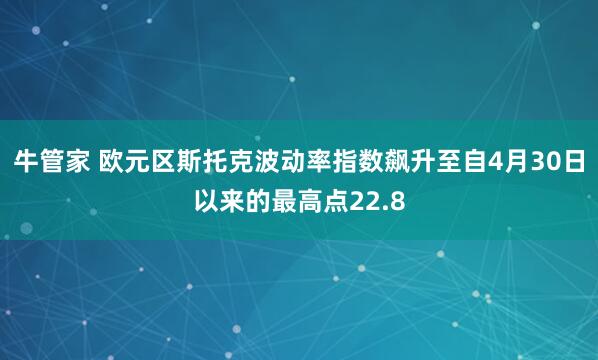 牛管家 欧元区斯托克波动率指数飙升至自4月30日以来的最高点22.8