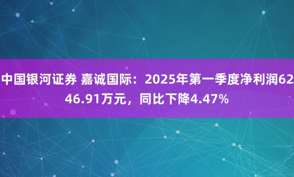 中国银河证券 嘉诚国际：2025年第一季度净利润6246.91万元，同比下降4.47%